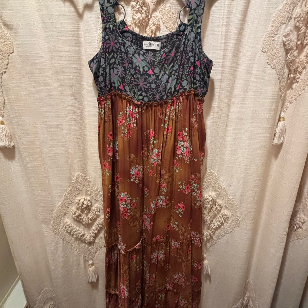 Natural Life Floral Patterned Boho -Maxi  Dress-L